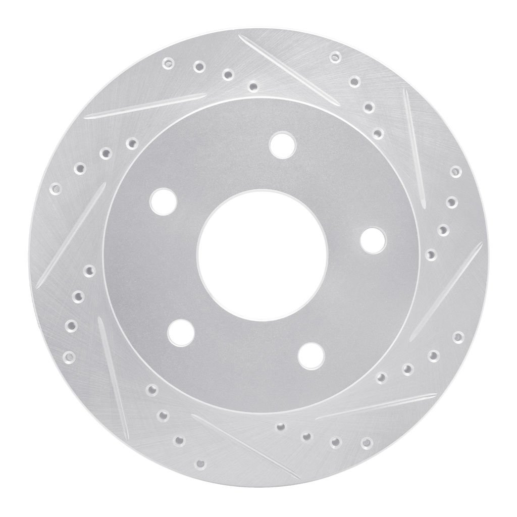 Dynamic Friction 631-40090R - Drilled and Slotted Silver Zinc Brake Rotor