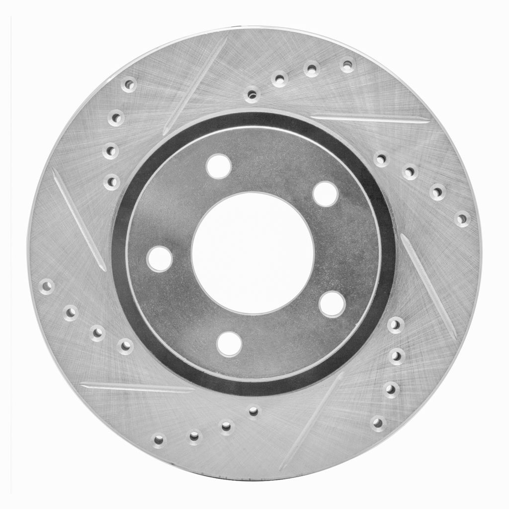 Dynamic Friction 631-40091L - Drilled and Slotted Silver Zinc Brake Rotor