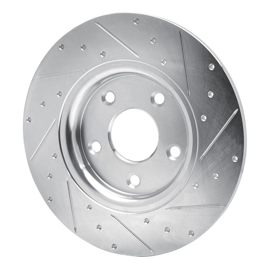 Dynamic Friction 631-40113L - Drilled and Slotted Silver Zinc Brake Rotor