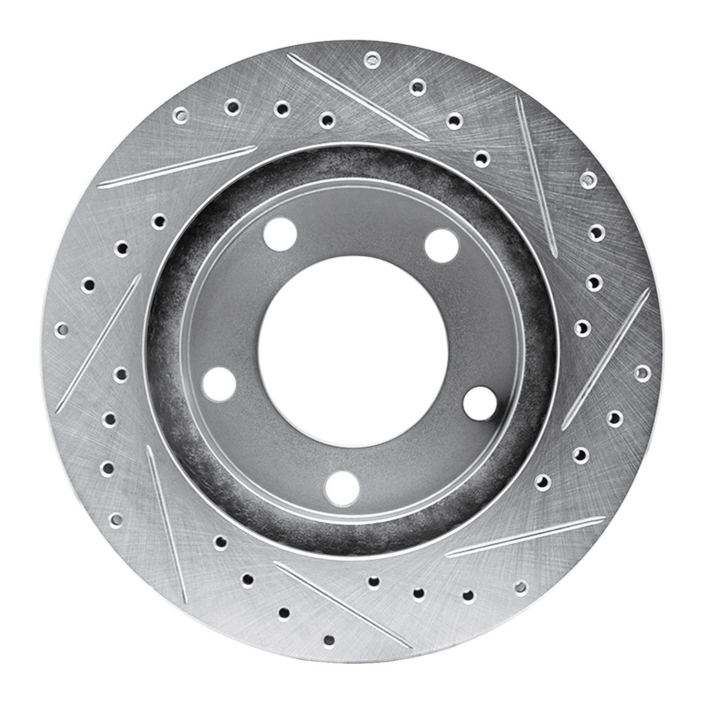 Dynamic Friction 631-42016L - Drilled and Slotted Silver Zinc Brake Rotor