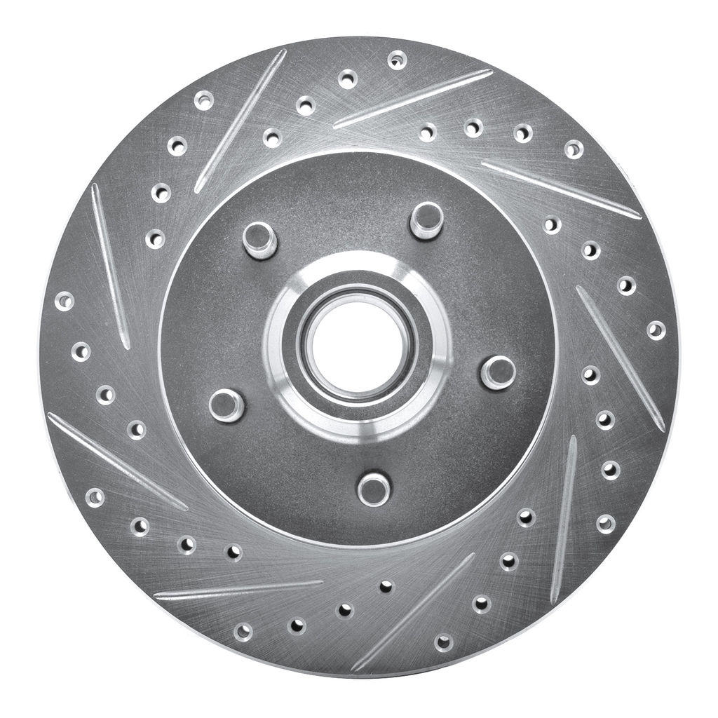 Dynamic Friction 631-42018L - Drilled and Slotted Silver Zinc Brake Rotor