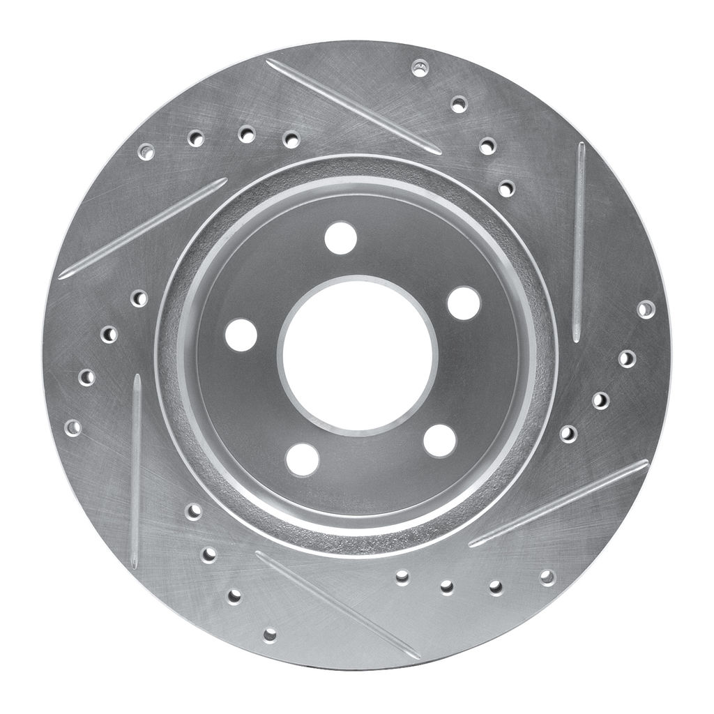 Dynamic Friction 631-42022L - Drilled and Slotted Silver Zinc Brake Rotor