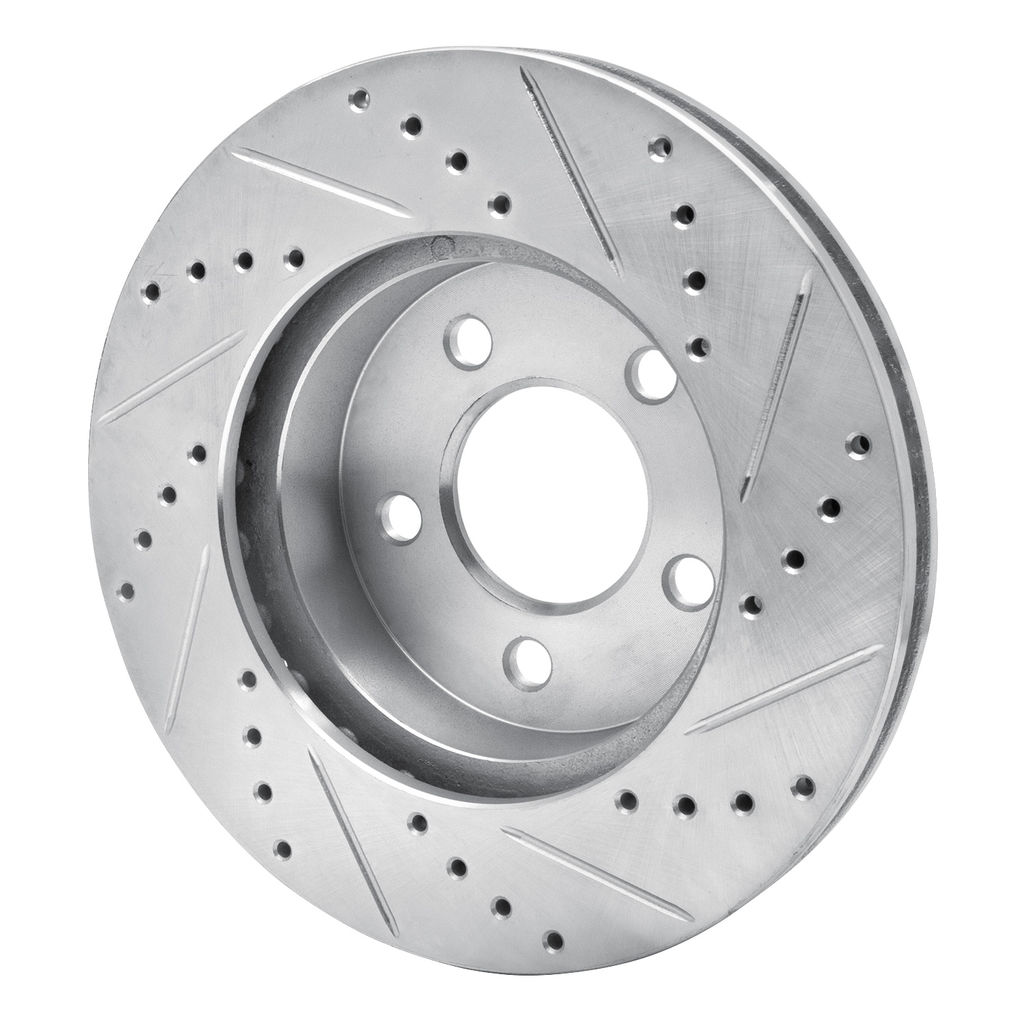 Dynamic Friction 631-42027L - Drilled and Slotted Silver Zinc Brake Rotor