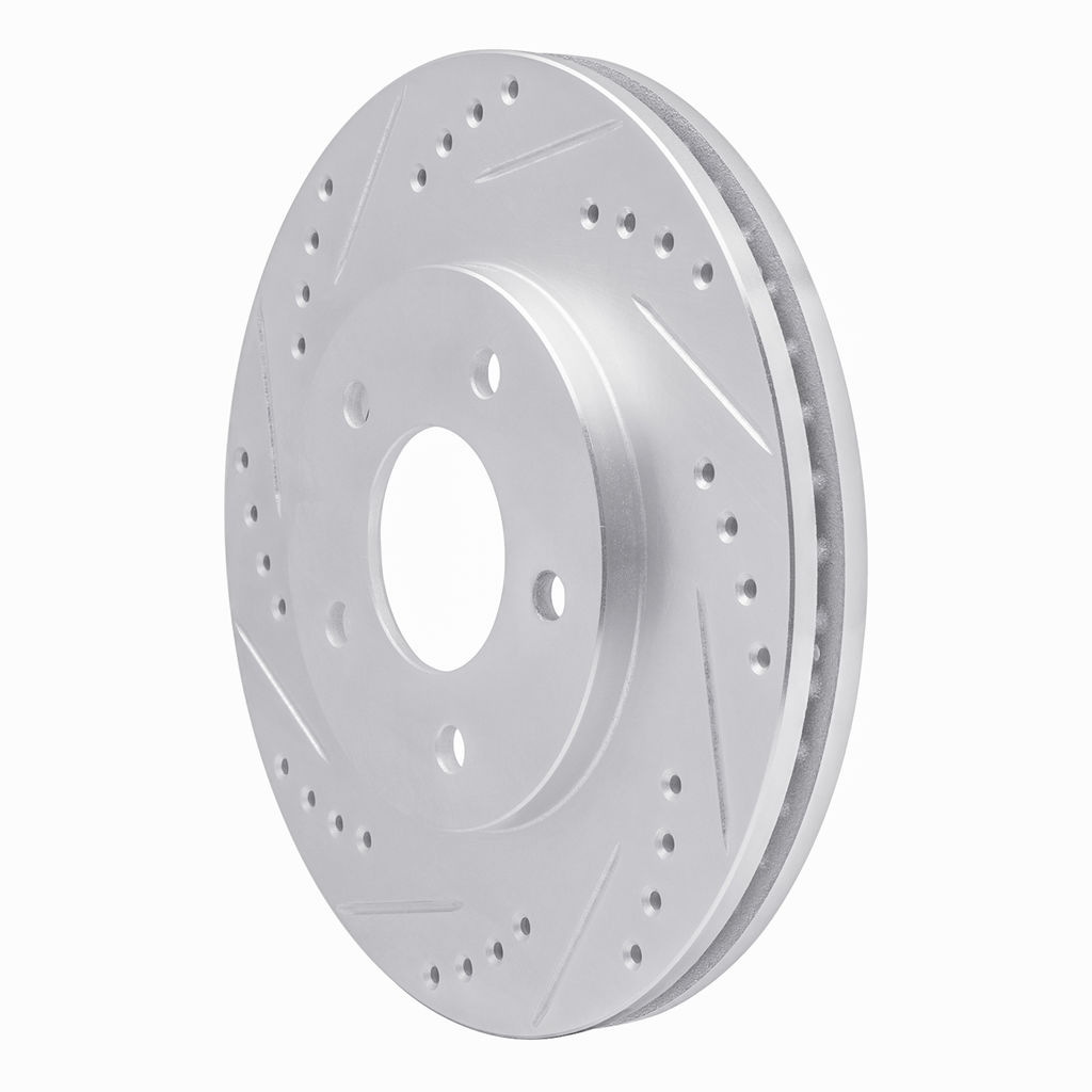 Dynamic Friction 631-45007L - Drilled and Slotted Silver Zinc Brake Rotor
