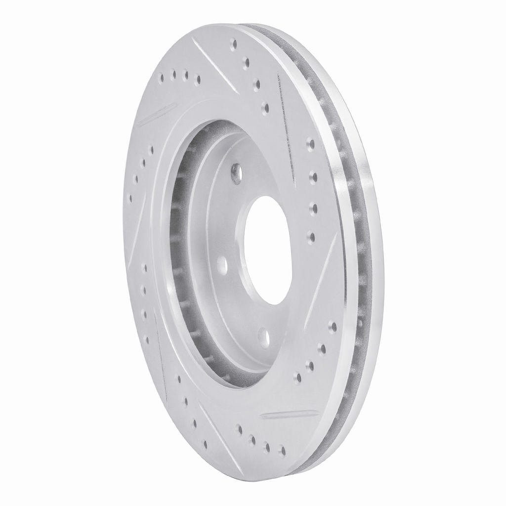 Dynamic Friction 631-45007L - Drilled and Slotted Silver Zinc Brake Rotor