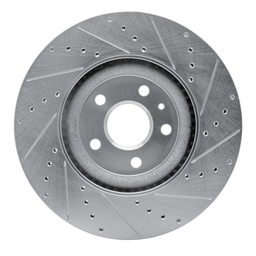 Dynamic Friction 631-45019L - Drilled and Slotted Silver Zinc Brake Rotor