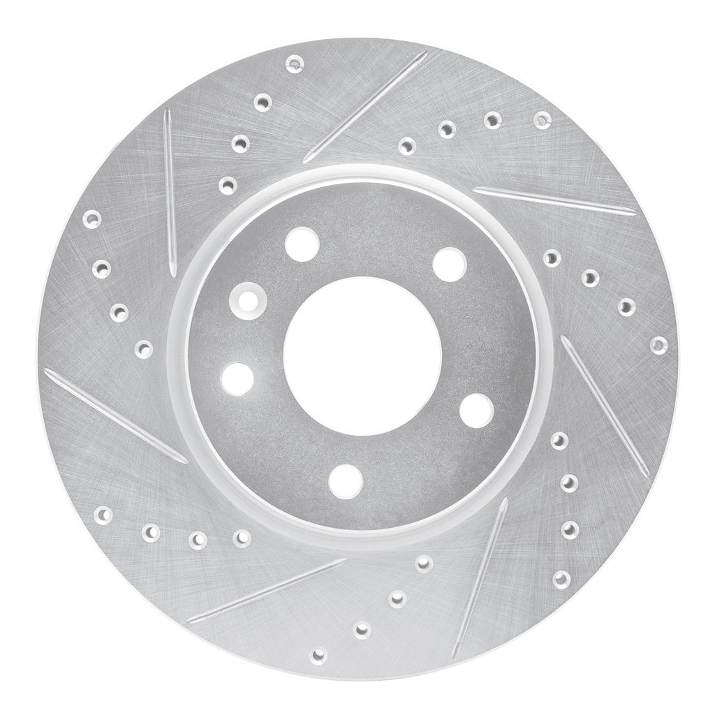 Drilled and Slotted Silver Zinc Brake Rotor