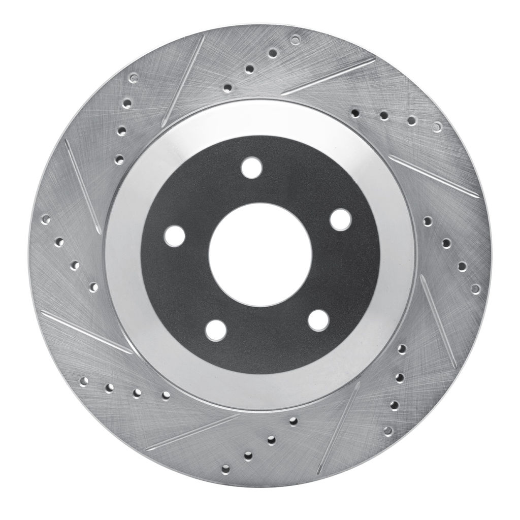 Drilled and Slotted Silver Zinc Brake Rotor
