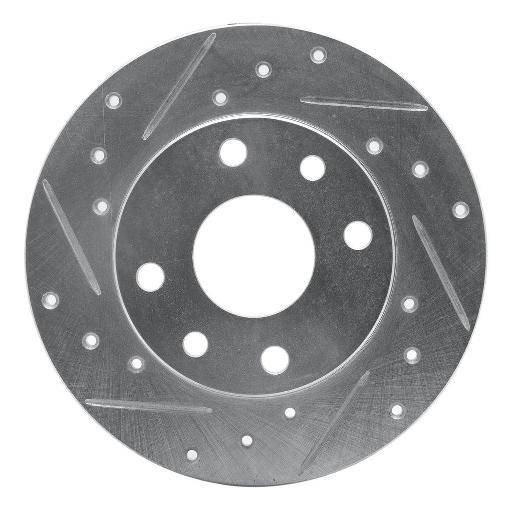 Drilled and Slotted Silver Zinc Brake Rotor