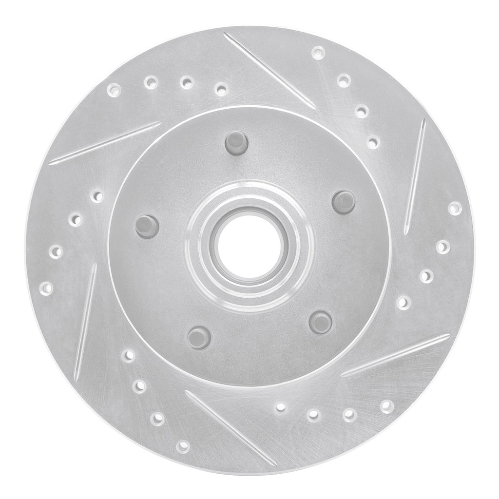 Drilled and Slotted Silver Zinc Brake Rotor