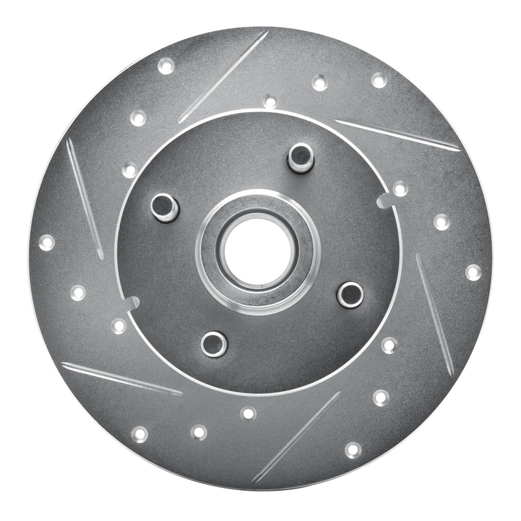 Drilled and Slotted Silver Zinc Brake Rotor