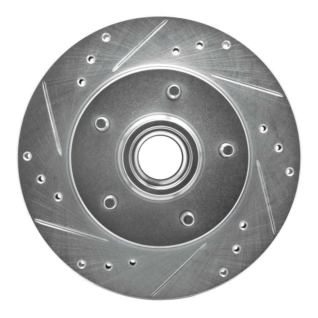 Drilled and Slotted Silver Zinc Brake Rotor