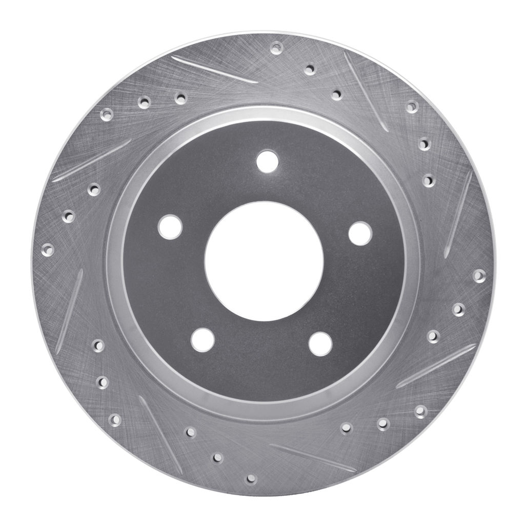 Drilled and Slotted Silver Zinc Brake Rotor