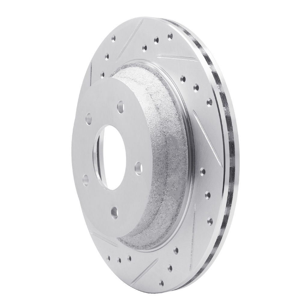 Dynamic Friction 631-47021L - Drilled and Slotted Silver Zinc Brake Rotor