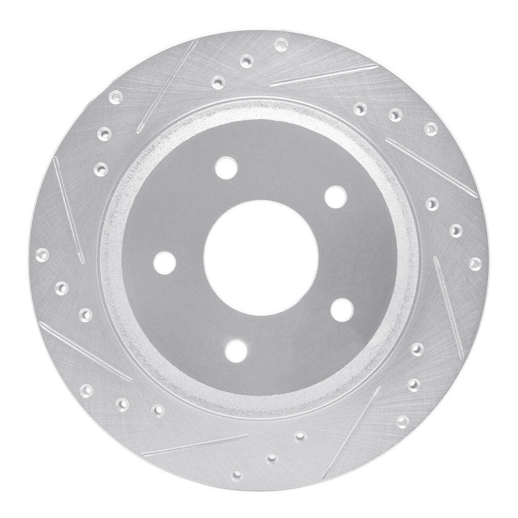 Dynamic Friction 631-47021L - Drilled and Slotted Silver Zinc Brake Rotor