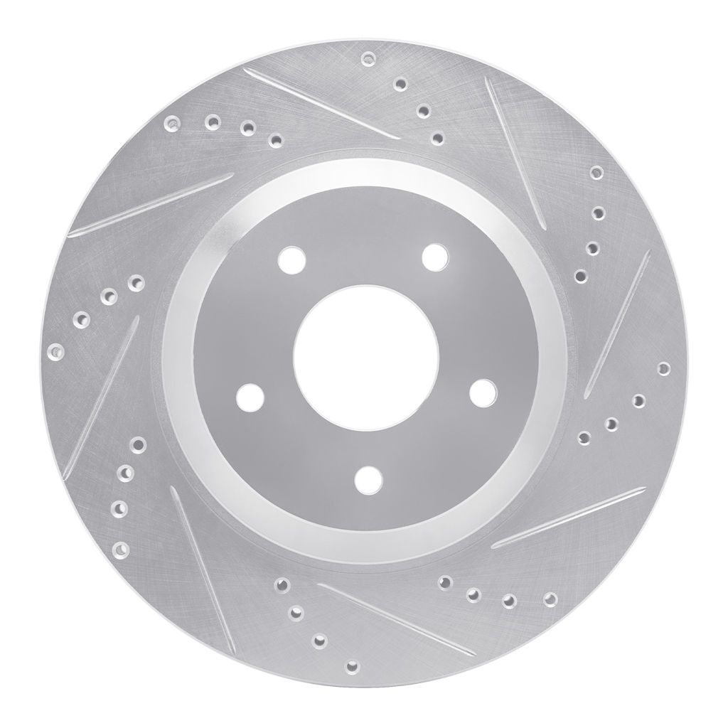 Drilled and Slotted Silver Zinc Brake Rotor