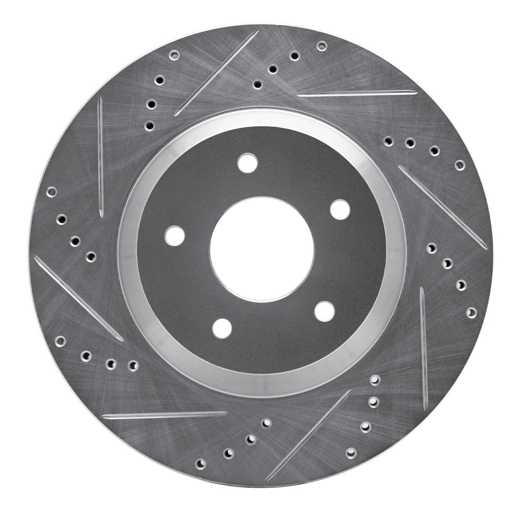 Drilled and Slotted Silver Zinc Brake Rotor