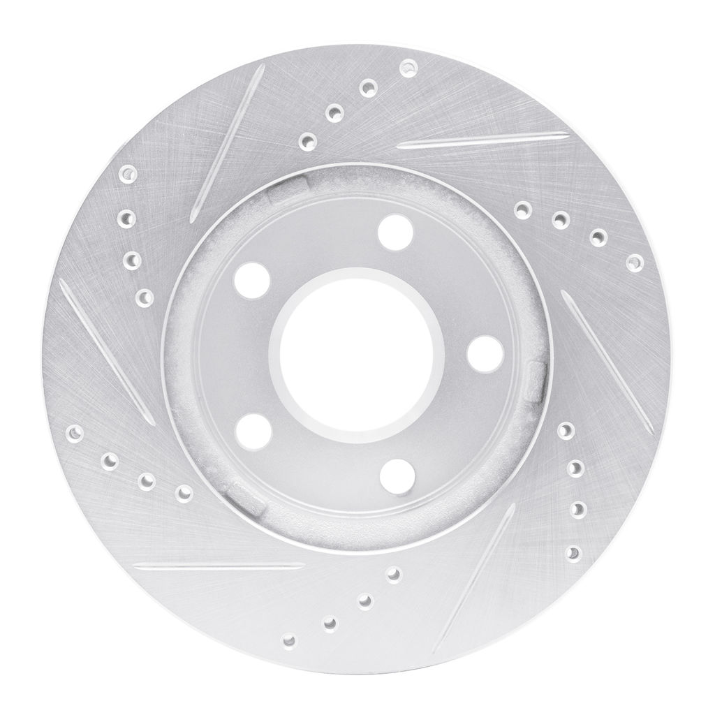 Dynamic Friction 631-47028R - Drilled and Slotted Silver Zinc Brake Rotor
