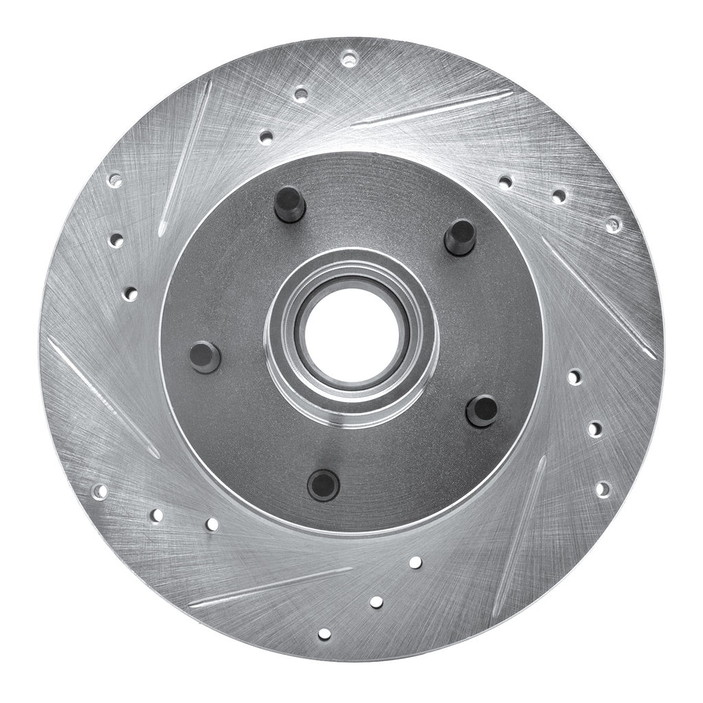 Dynamic Friction 631-47032L - Drilled and Slotted Silver Zinc Brake Rotor