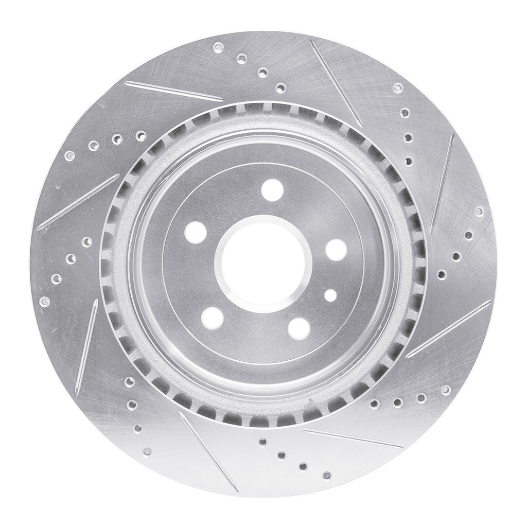 Dynamic Friction 631-47039L - Drilled and Slotted Silver Zinc Brake Rotor