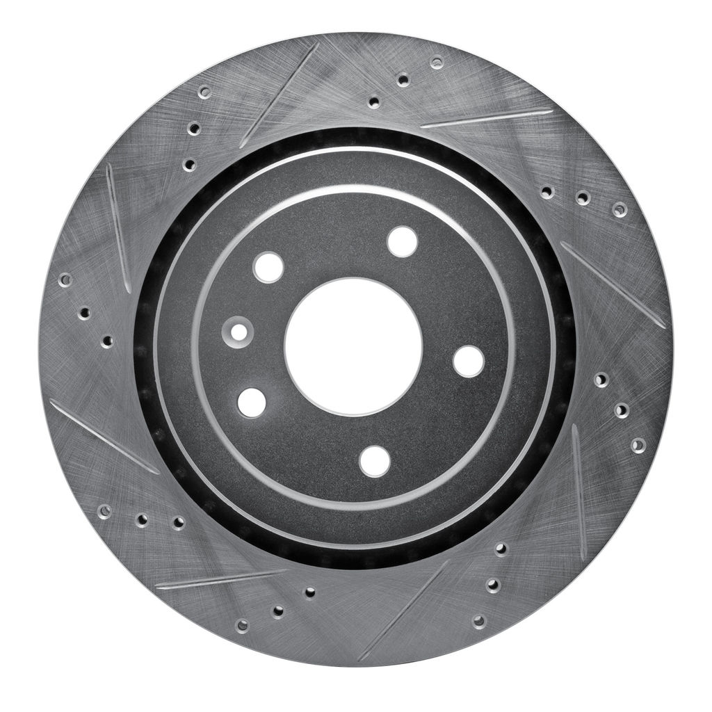 Dynamic Friction 631-47047L - Drilled and Slotted Silver Zinc Brake Rotor