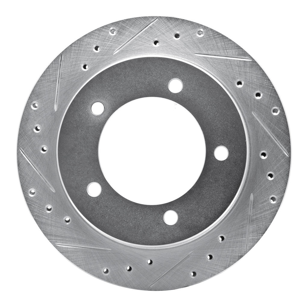 Drilled and Slotted Silver Zinc Brake Rotor