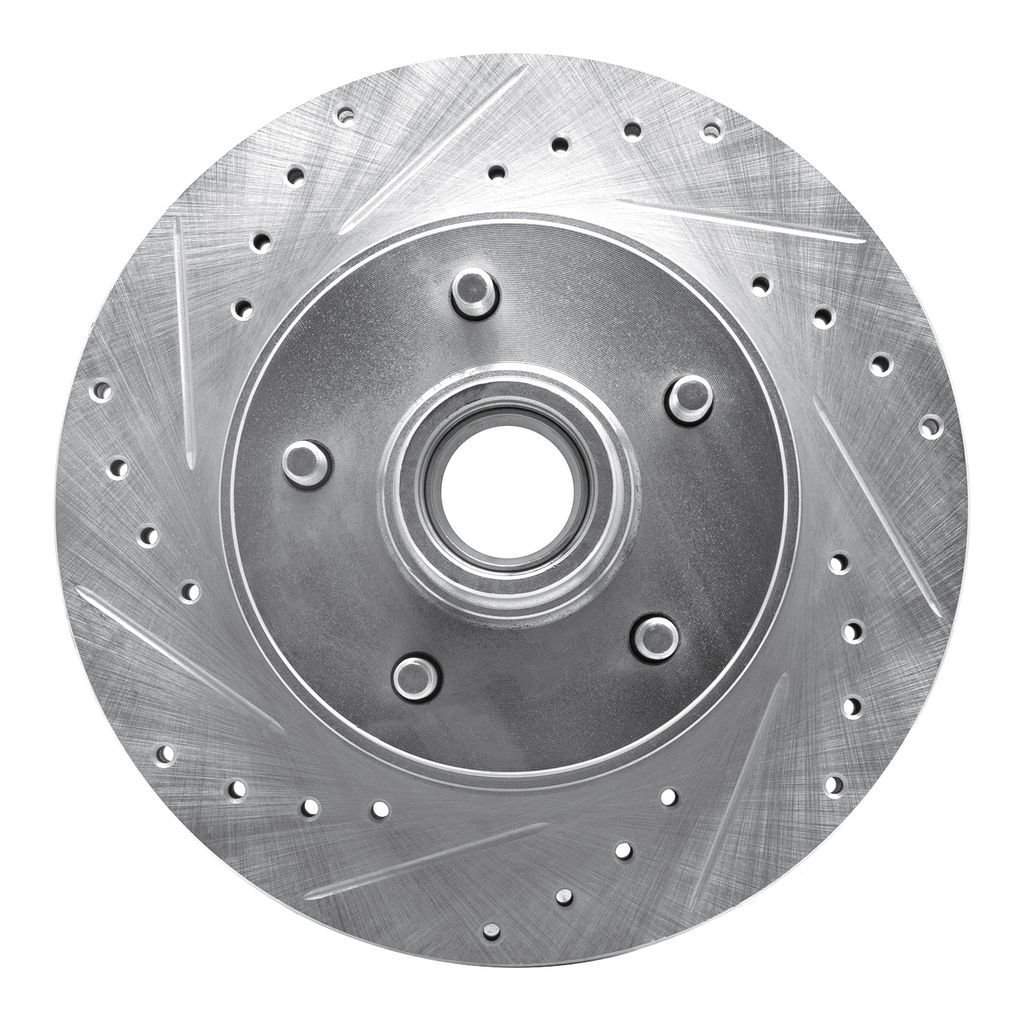 Drilled and Slotted Silver Zinc Brake Rotor