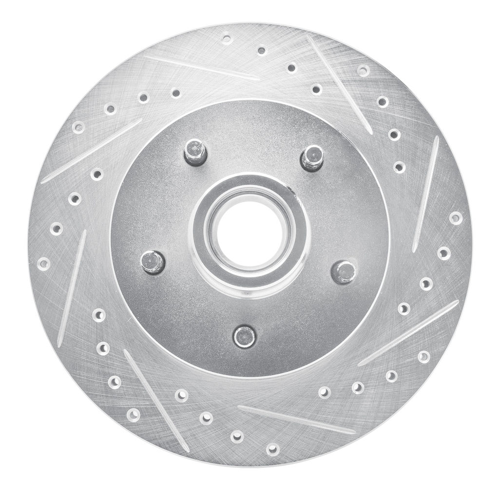 Drilled and Slotted Silver Zinc Brake Rotor