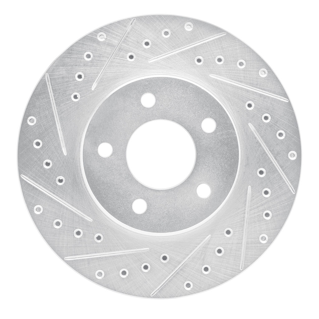 Drilled and Slotted Silver Zinc Brake Rotor