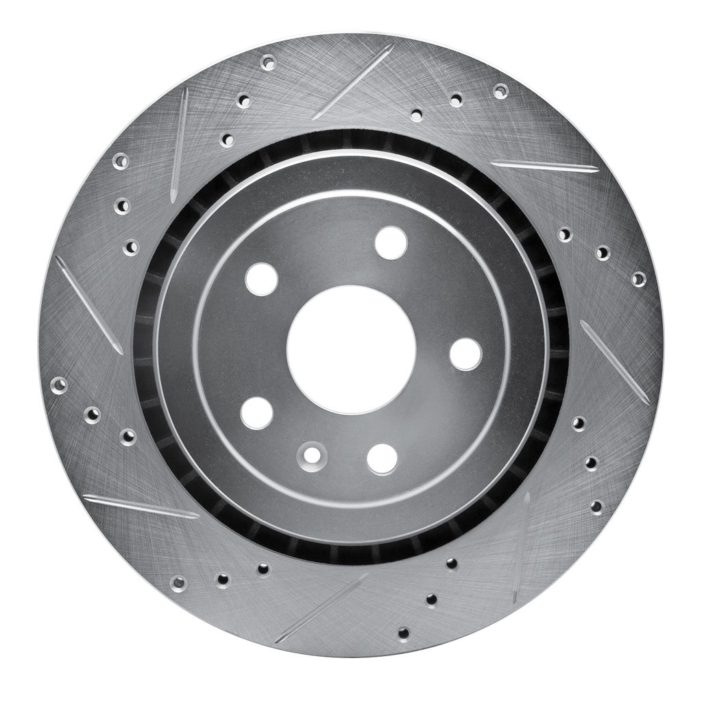 Drilled and Slotted Silver Zinc Brake Rotor