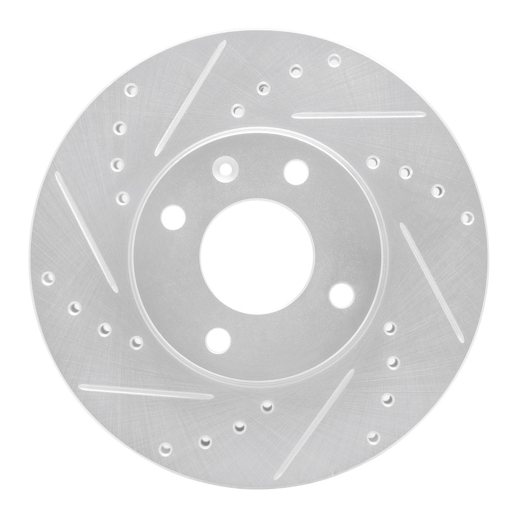 Drilled and Slotted Silver Zinc Brake Rotor