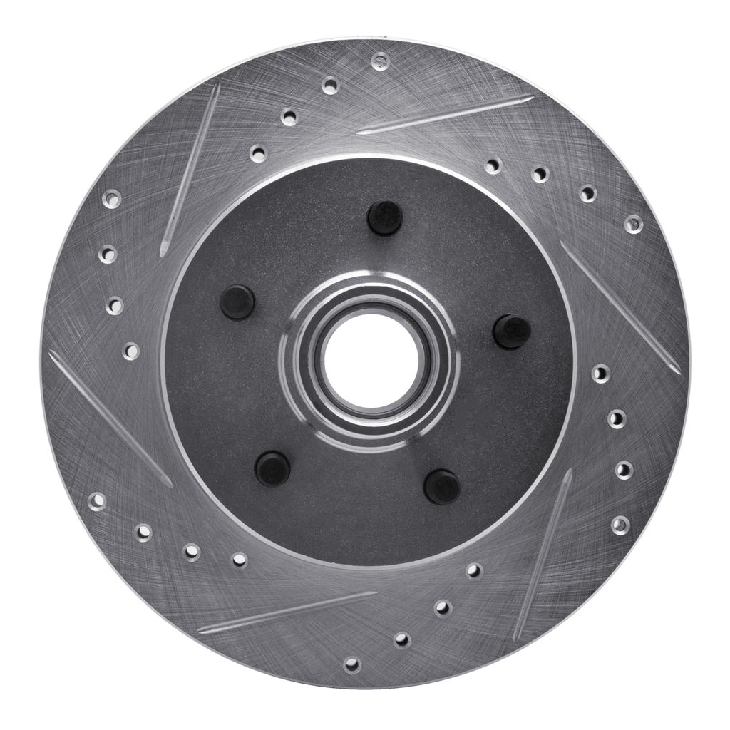 Dynamic Friction 631-48010L - Drilled and Slotted Silver Zinc Brake Rotor