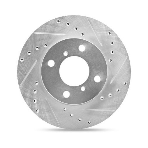 Drilled and Slotted Silver Zinc Brake Rotor