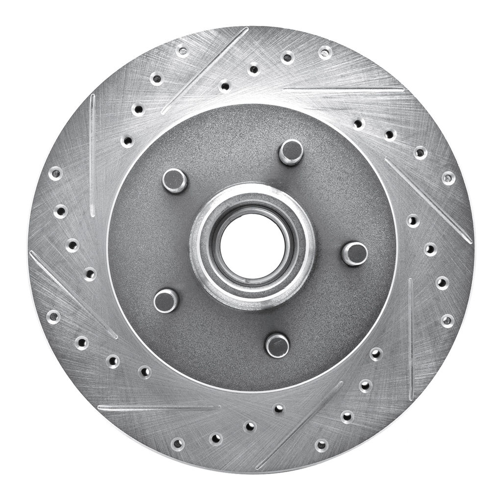 Drilled and Slotted Silver Zinc Brake Rotor