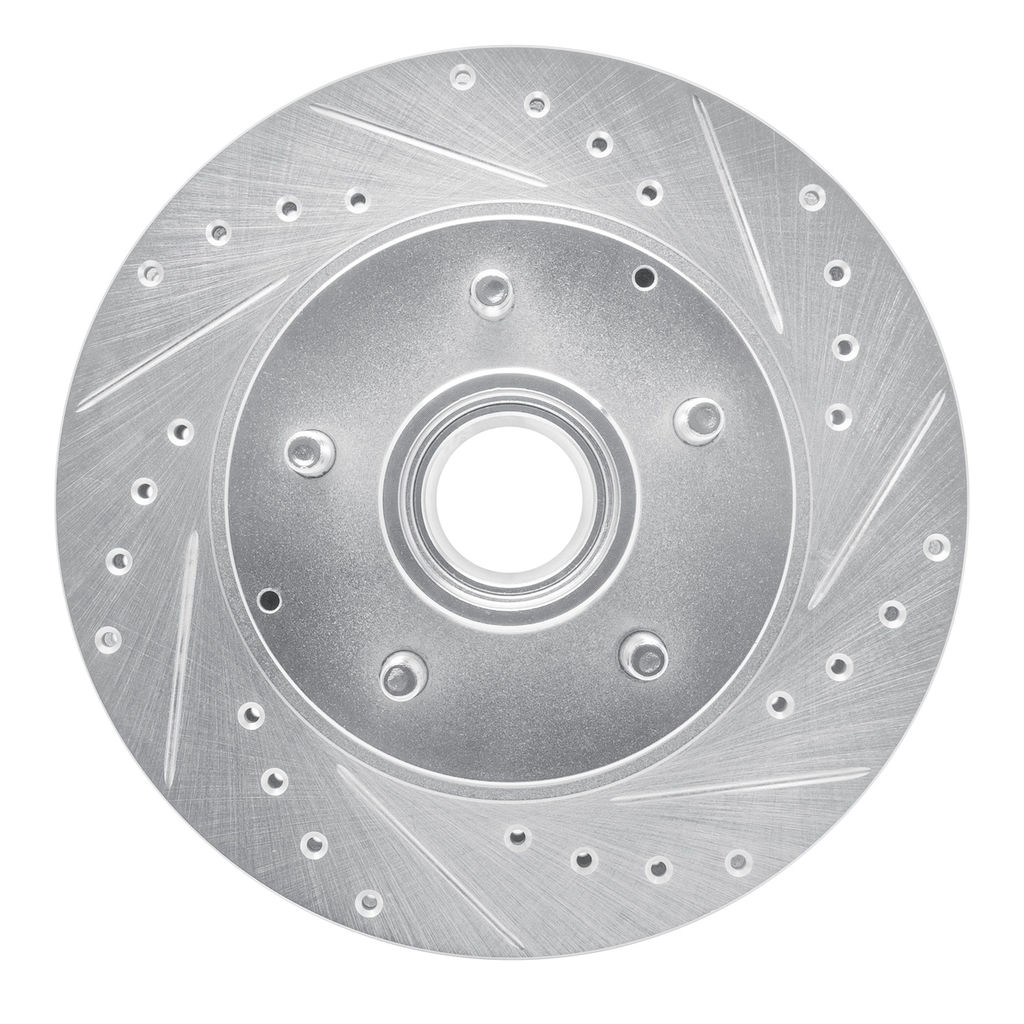Dynamic Friction 631-48025R - Drilled and Slotted Silver Zinc Brake Rotor