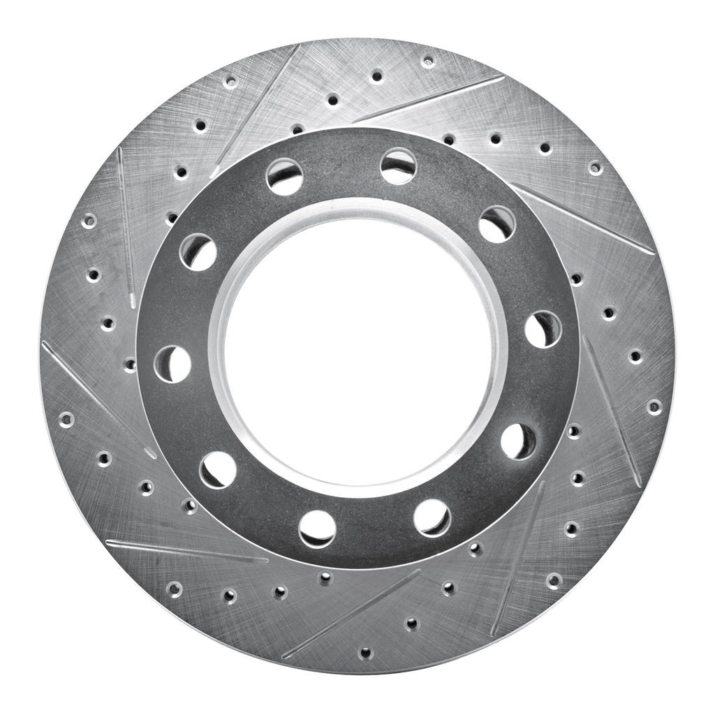 Dynamic Friction 631-48028L - Drilled and Slotted Silver Zinc Brake Rotor