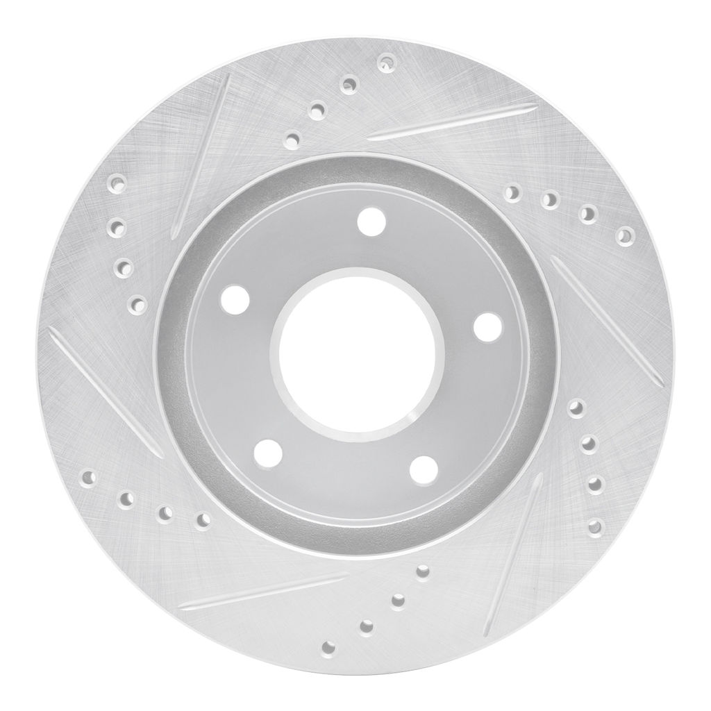 Dynamic Friction 631-48034R - Drilled and Slotted Silver Zinc Brake Rotor