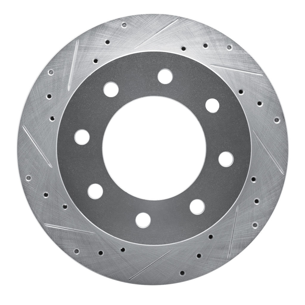 Drilled and Slotted Silver Zinc Brake Rotor