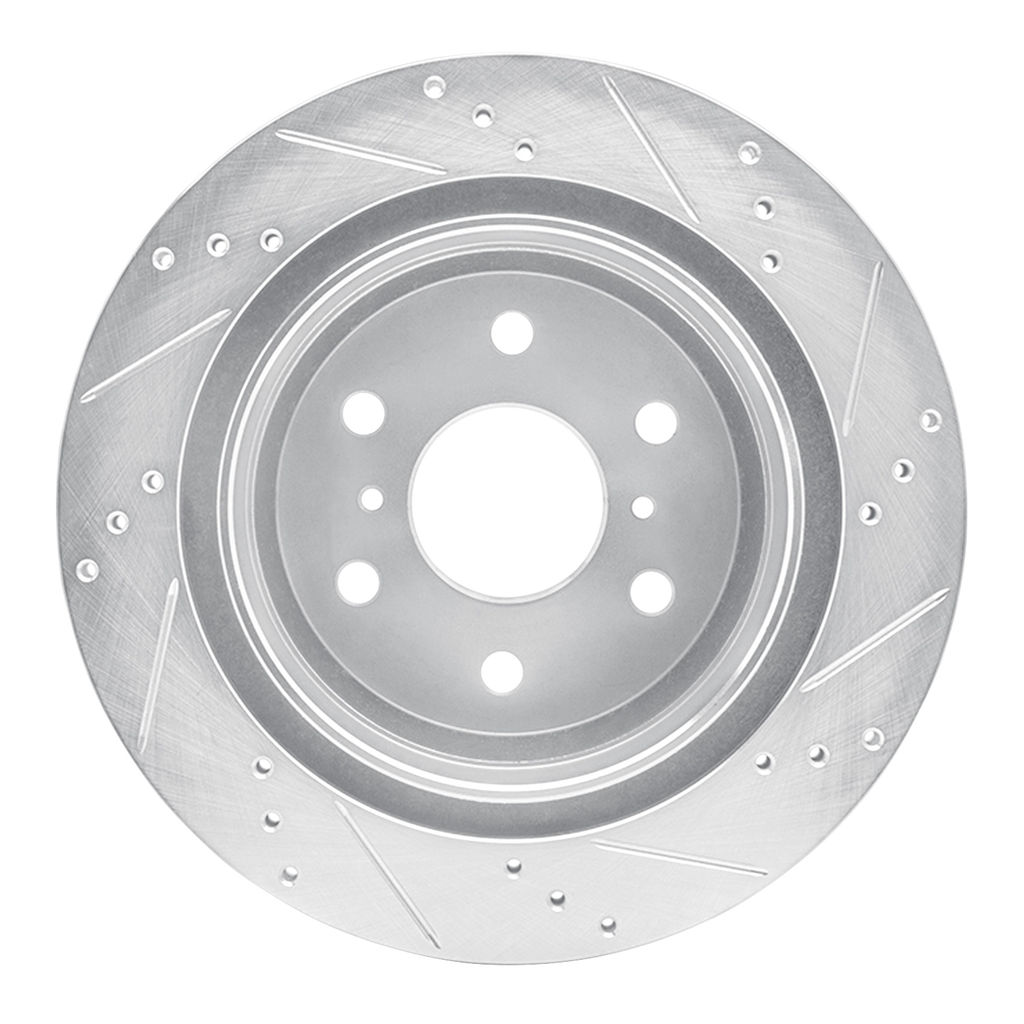 Dynamic Friction 631-48053L - Drilled and Slotted Silver Zinc Brake Rotor
