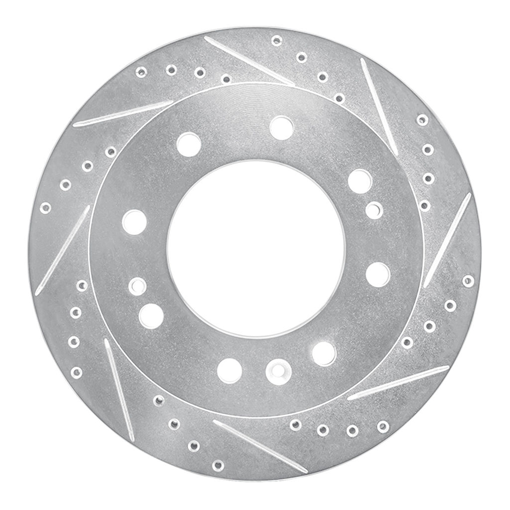 Drilled and Slotted Silver Zinc Brake Rotor