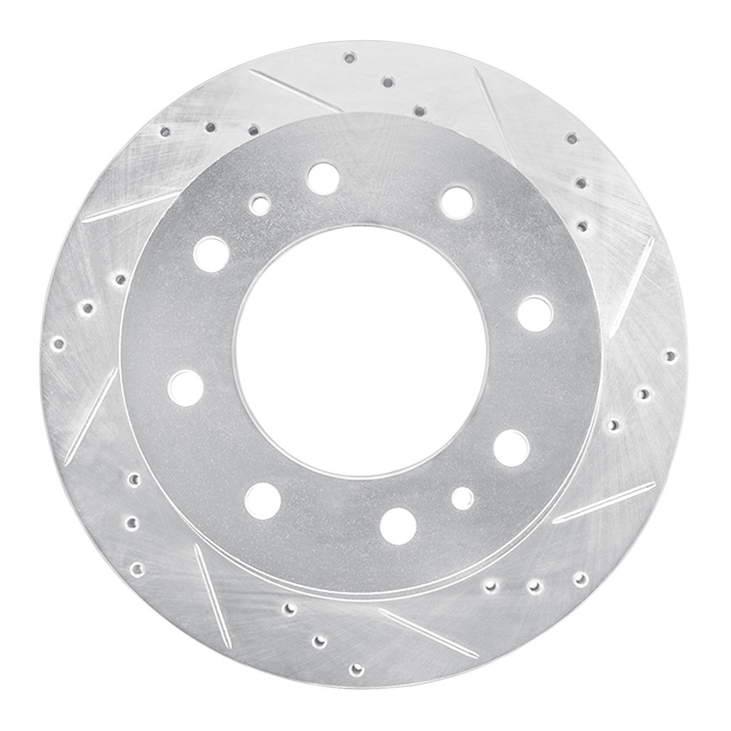 Drilled and Slotted Silver Zinc Brake Rotor