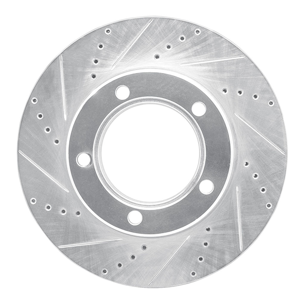 Dynamic Friction 631-48081L - Drilled and Slotted Silver Zinc Brake Rotor