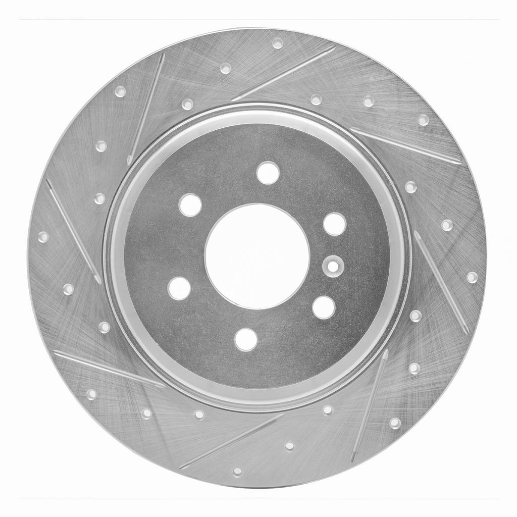 Drilled and Slotted Silver Zinc Brake Rotor