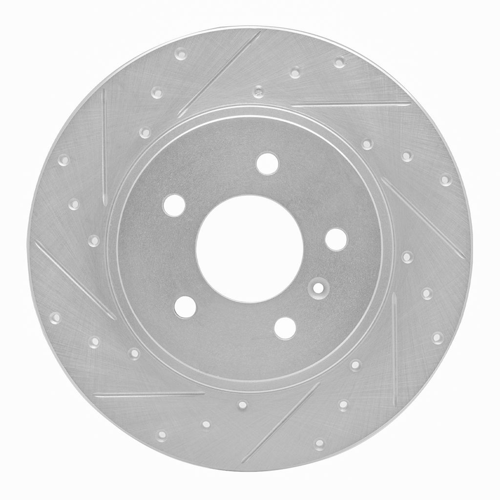 Drilled and Slotted Silver Zinc Brake Rotor