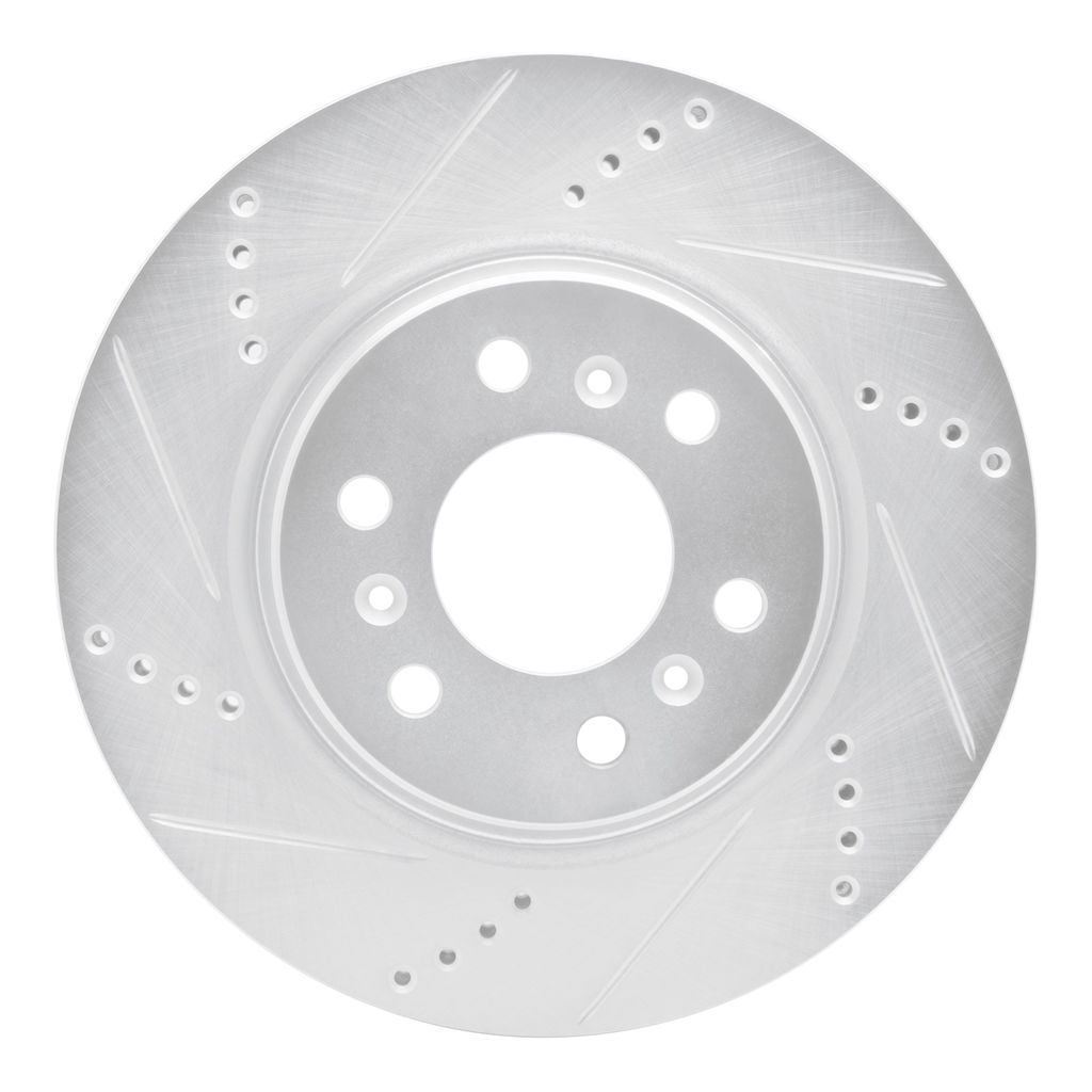 Drilled and Slotted Silver Zinc Brake Rotor