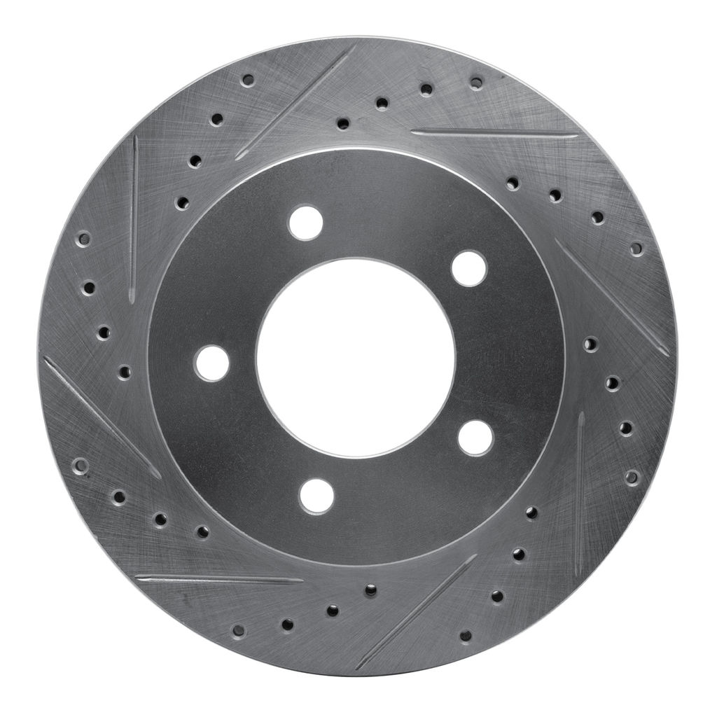 Dynamic Friction 631-54176L - Drilled and Slotted Silver Zinc Brake Rotor