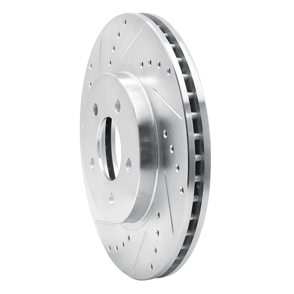 Dynamic Friction 631-54193L - Drilled and Slotted Silver Zinc Brake Rotor