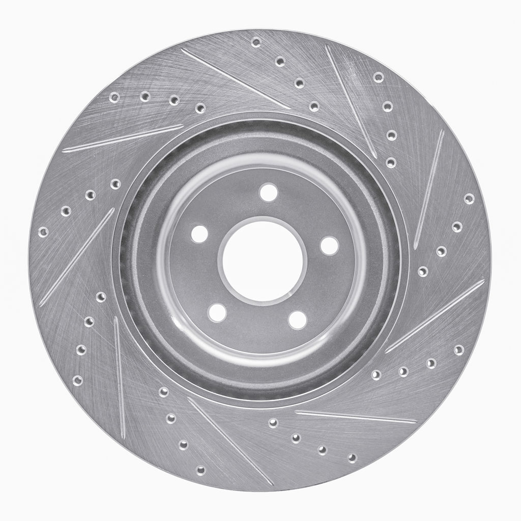 Dynamic Friction 631-54261L - Drilled and Slotted Silver Zinc Brake Rotor