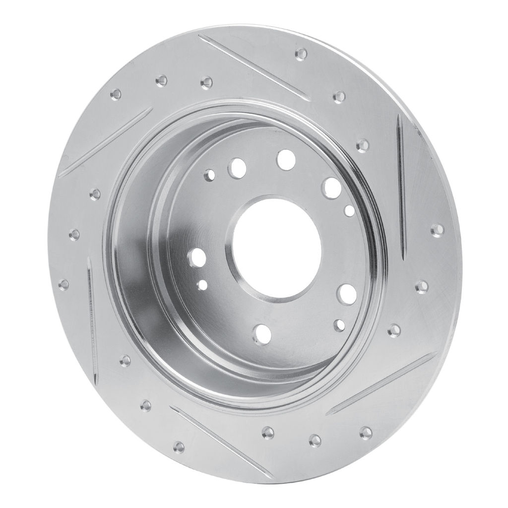 Dynamic Friction 631-58014L - Drilled and Slotted Silver Zinc Brake Rotor