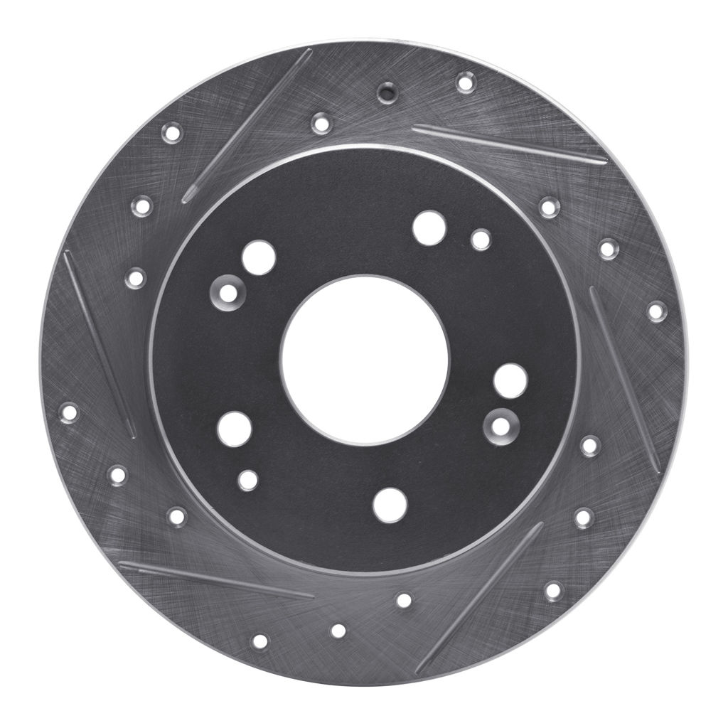 Dynamic Friction 631-59026L - Drilled and Slotted Silver Zinc Brake Rotor